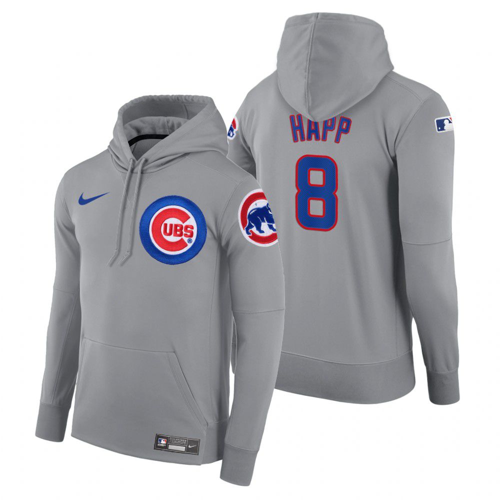 Men Chicago Cubs #8 Happ gray road hoodie 2021 MLB Nike Jerseys->chicago cubs->MLB Jersey